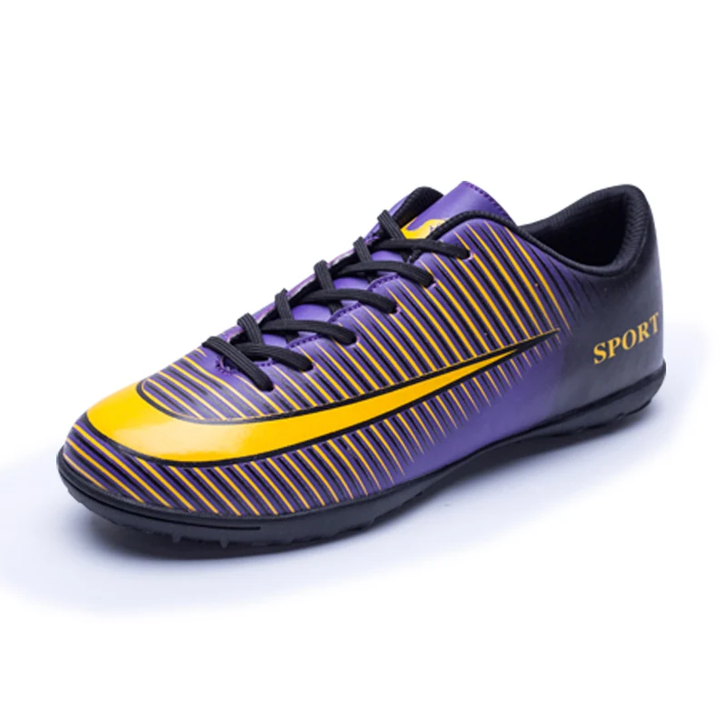 8769-purple Cungel мужские футбольные бутсы длинные шипы TF шипы по щиколотку высокие кроссовки мягкие футбольные бутсы для помещений - Цвет: 8769-purple