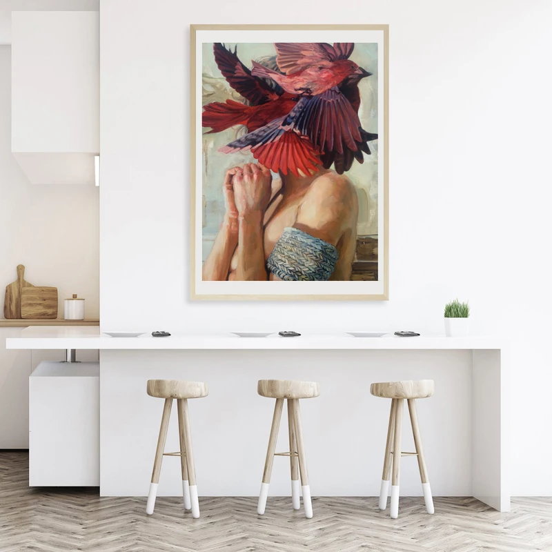 

5D DIY Poured Glue Diamond Painting Kits Scalloped Edge Art on Canvas Wall Girl Portrait For Living Room Europe Decoration Gift