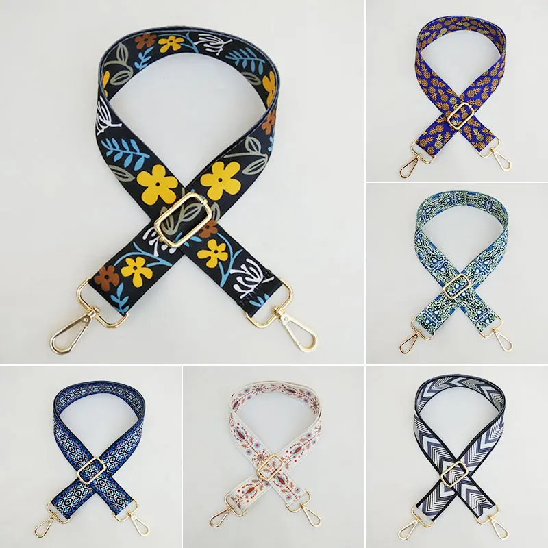 Женская нейлоновая сумка мессенджер с широкими ручками и цветочным