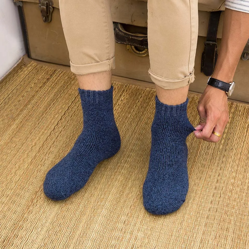 Winter Men's Merino Wool Socks Super Thick Warm High Quality Harajuku Retro Snow Casual Antifreeze Socks 5 Pair