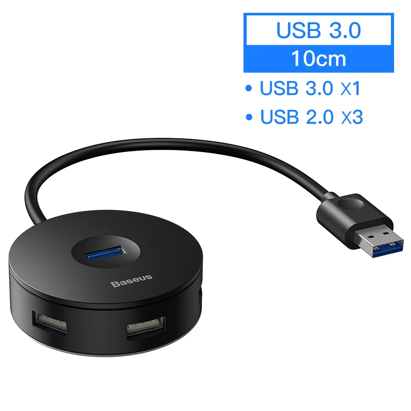 0.1M Black USB HUB Baseus usb-хаб USB 3,0 USB C концентратор для MacBook Pro поверхностный концентратор USB Type C USB 2,0 адаптер с Micro USB для компьютера USB разветвитель - Цвет: 0.1M Black USB HUB