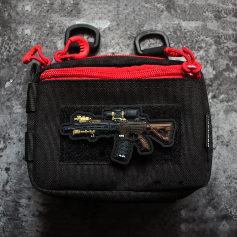 Q Версия Оружия 3D PVC Силиконовый Значок CLOT 727 Тактический Набор Наклеек HK416 Военные Знаки Для Одежды Рюкзака Декор.