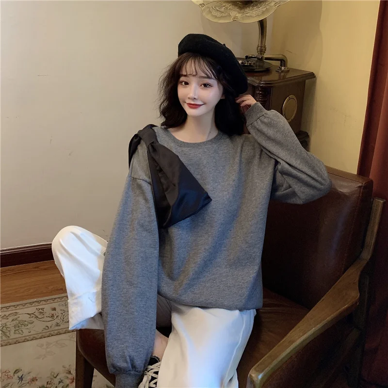 

Осенне-зимний женский свитер с бантом на флисовой подкладке