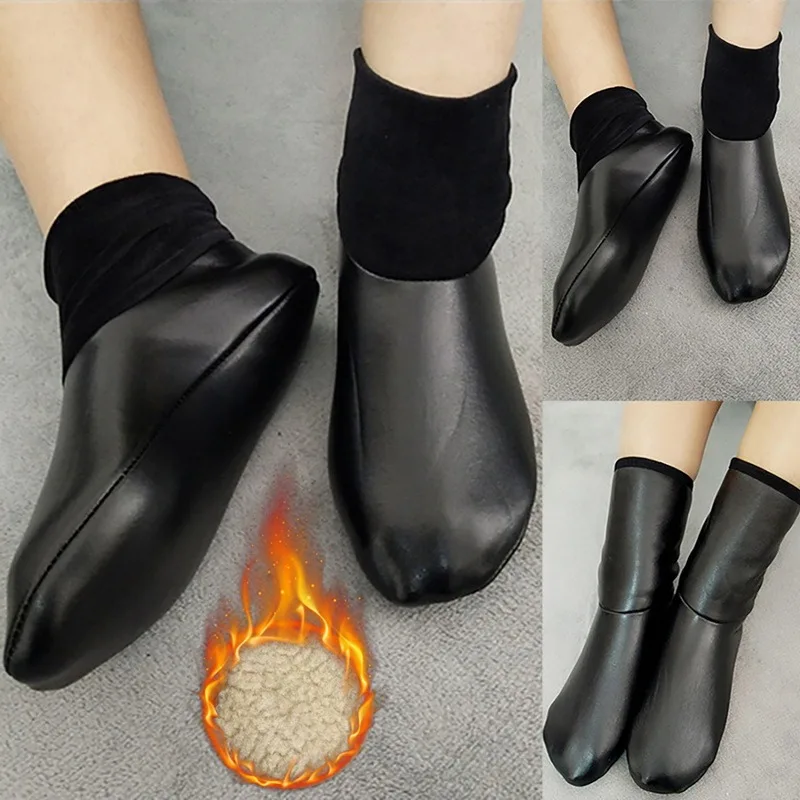 

Носки теплые кожаные для взрослых и детей, мягкие Нескользящие, плюшевые, утепленные, средние, для дома и пола, для зимы