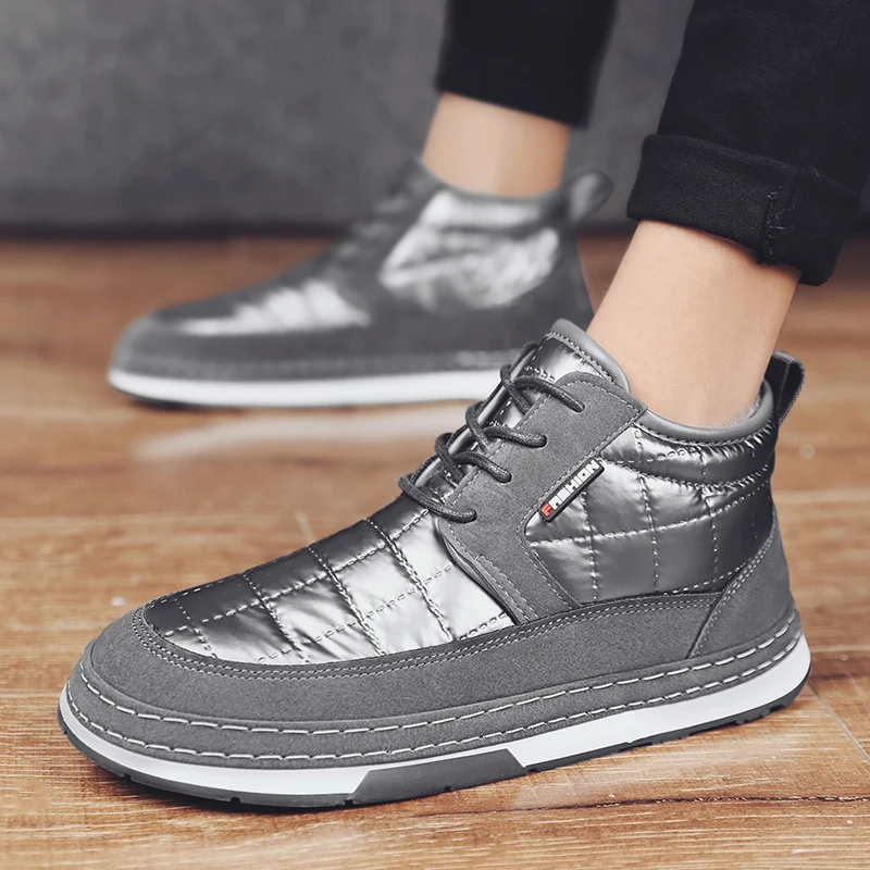 

CYYTL Winter Men Plush Lining Warm Shoes Comfort Non Slip Casual Leather Sneakers High Top Sport Cotton Botas Invierno Hombre