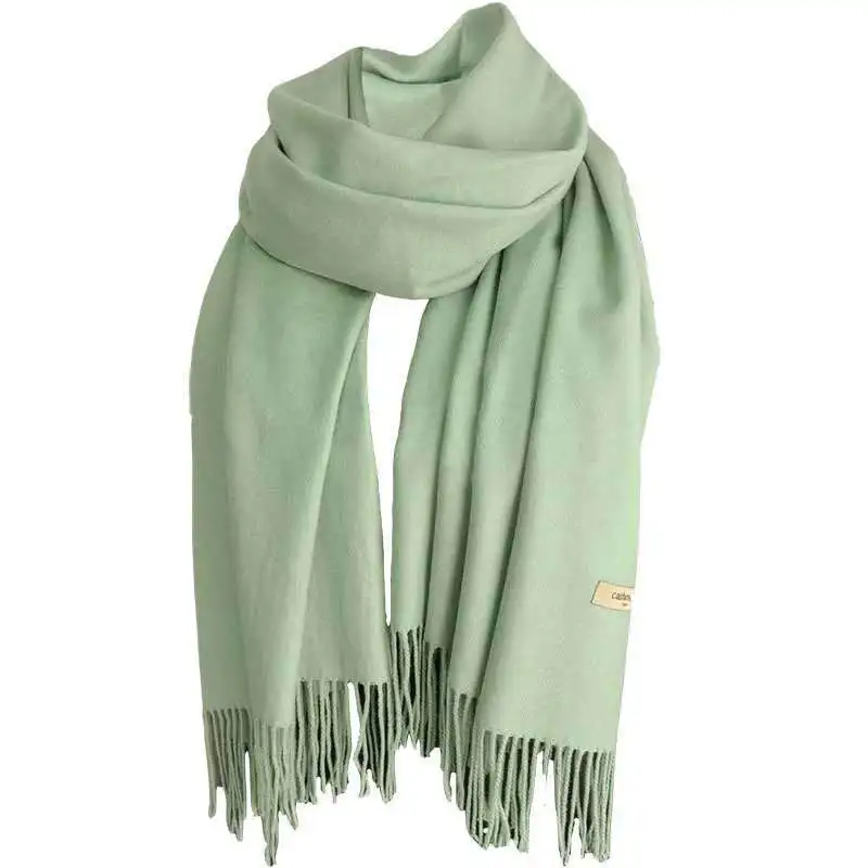 

2020 Women's scarf winter, luxury solid color faux cashmere, thick, warm comfortable 35 colors tassel Scarves for ladies girls