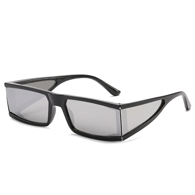 

Fashion Rectangle Small Sunglasses Women 2019 Luxury Brand Mirror Silver Black Clear Lens One Piece Punk Men Gafas Shades UV400