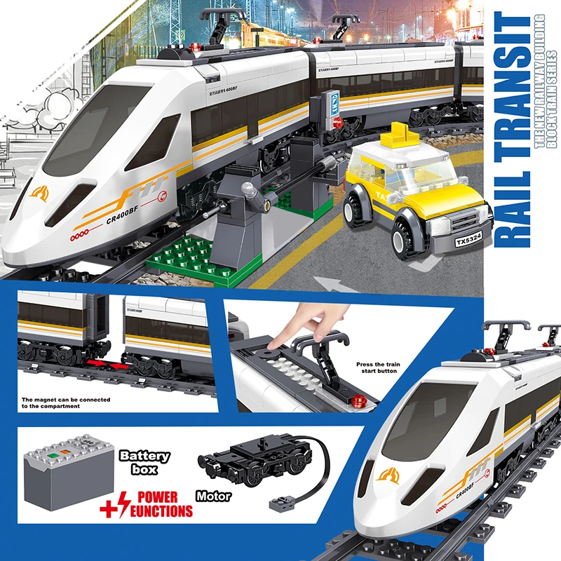 641pcs Technic на батарейках электрические городские железнодорожные кирпичи набор