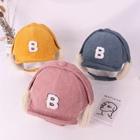 autumn and winter childrens ear caps for men and women baby thickened warm corduroy caps lei feng hats 2021