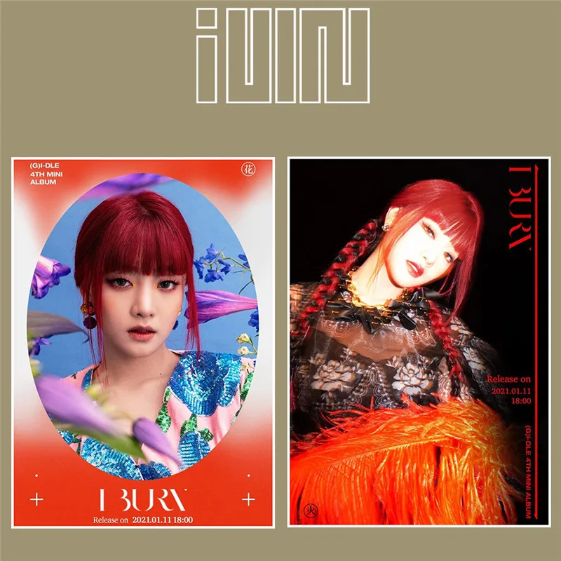 KPOP (G)I-DLE постер SOOJIN MINNIE YUQ SHUHUA MIYEON SOYEON Mini Series 4 I Burn периферийное фото самоклеящееся