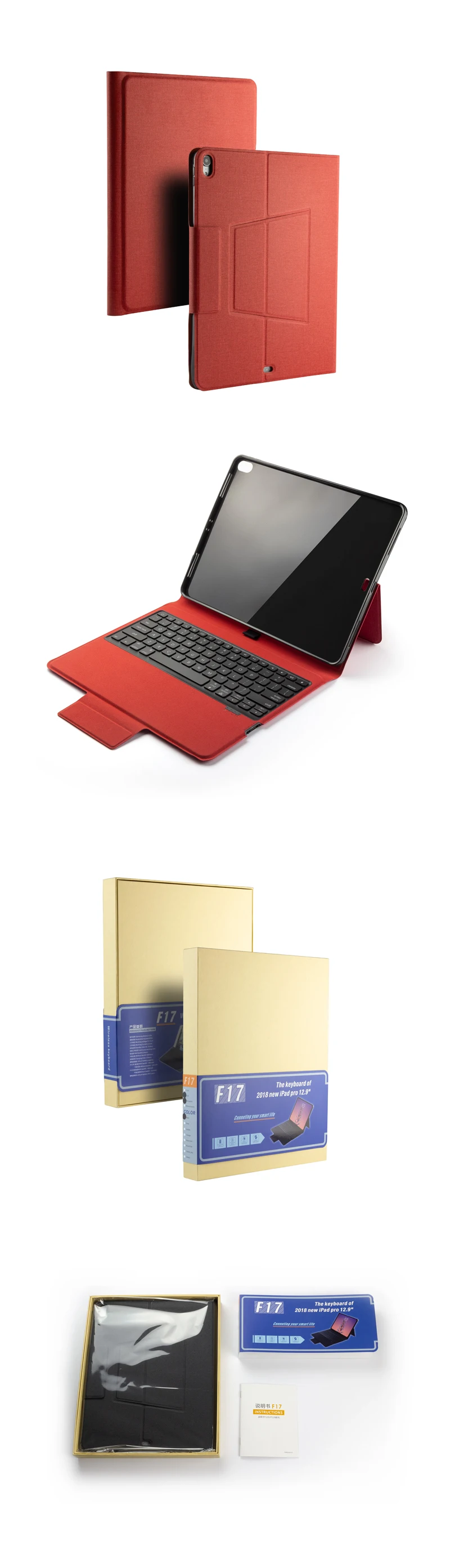 [Новинка] Беспроводная клавиатура Blue tooth для iPad pro 12,", Премиум чехол из тонкой кожи+ умный сон+ все в одном дизайне