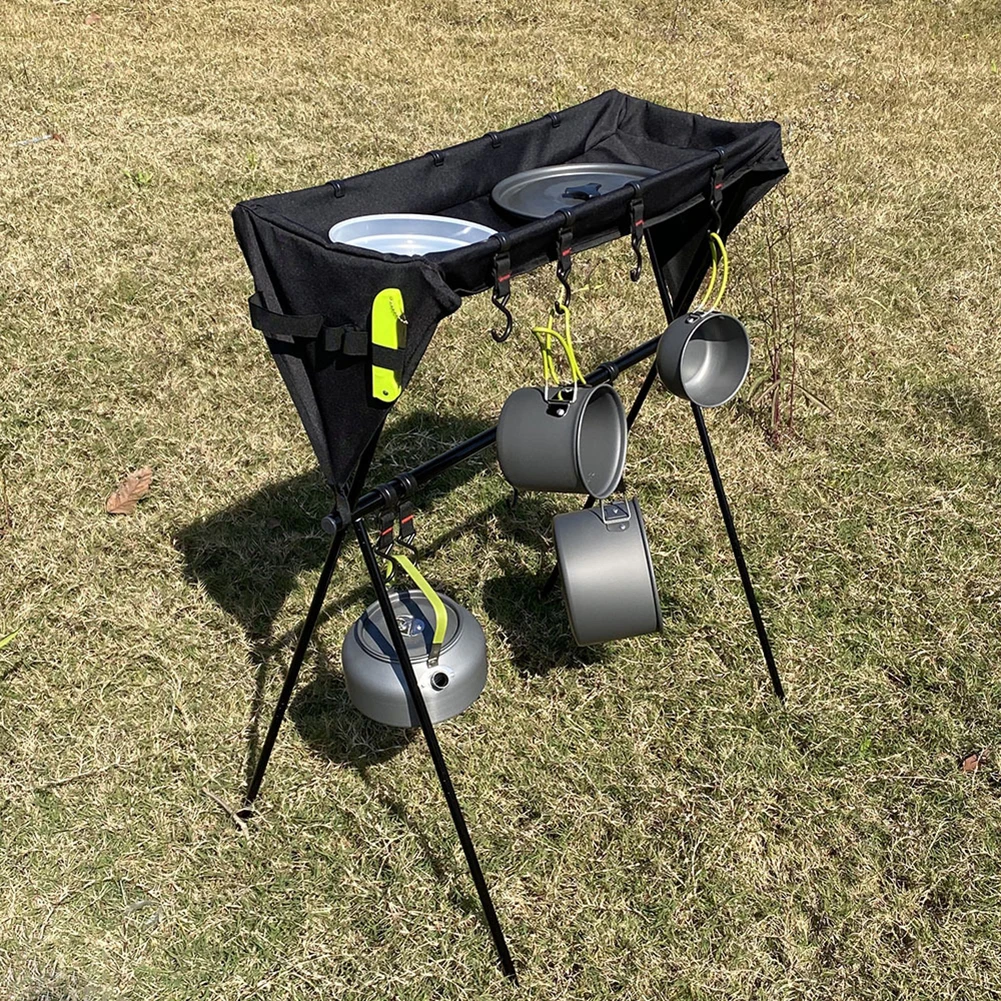 

Aluminum Alloy Hanging Rack Multi Tools Camping Triangular Rack Hanger Portable Camping Equipment Picnic Tripod Hanging Shelf