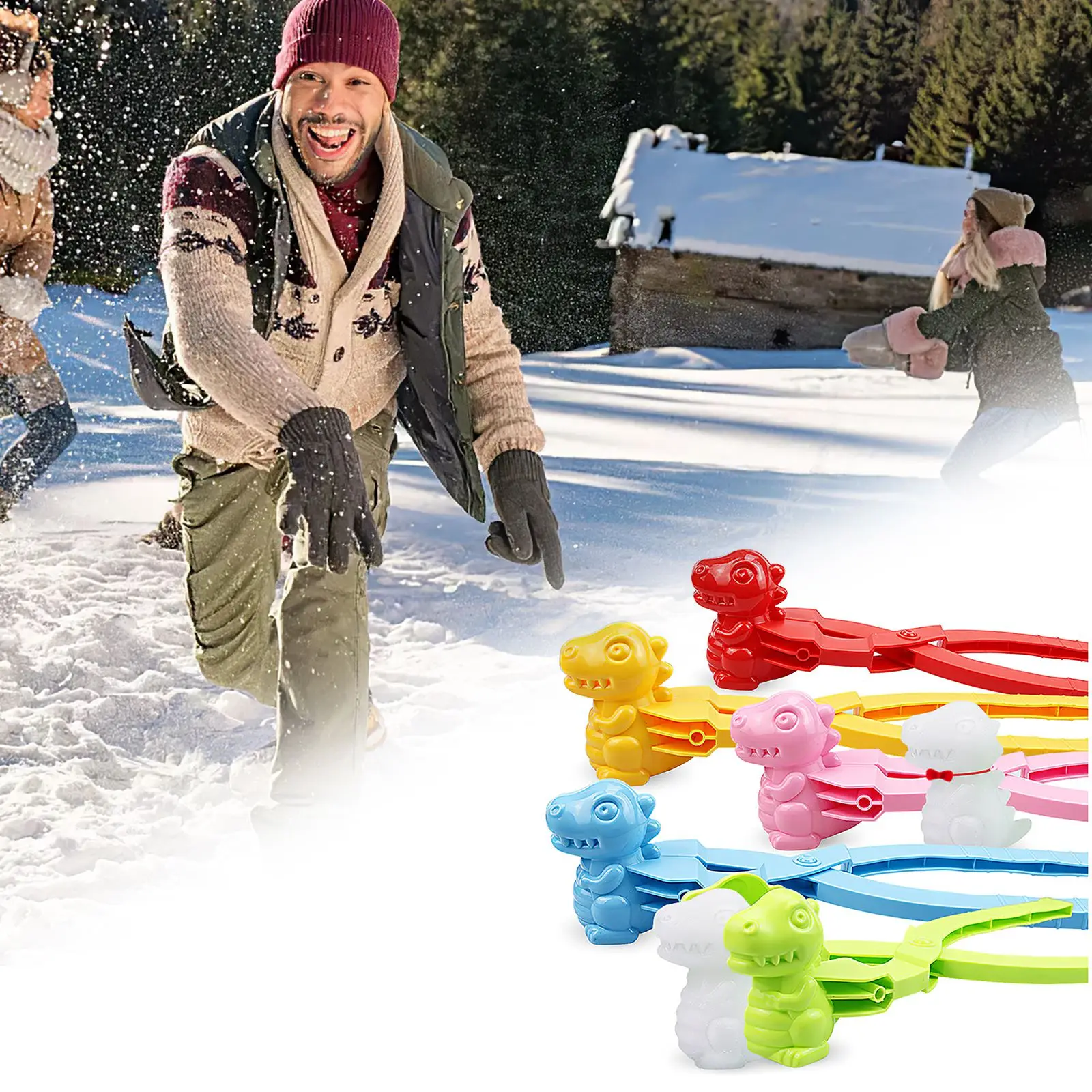 

Portable Plastic Snowball Clip For Children 5pcs Dinosaur Shape Snowball Maker Cartoon Animal Shape Winter Snowball Making Toy