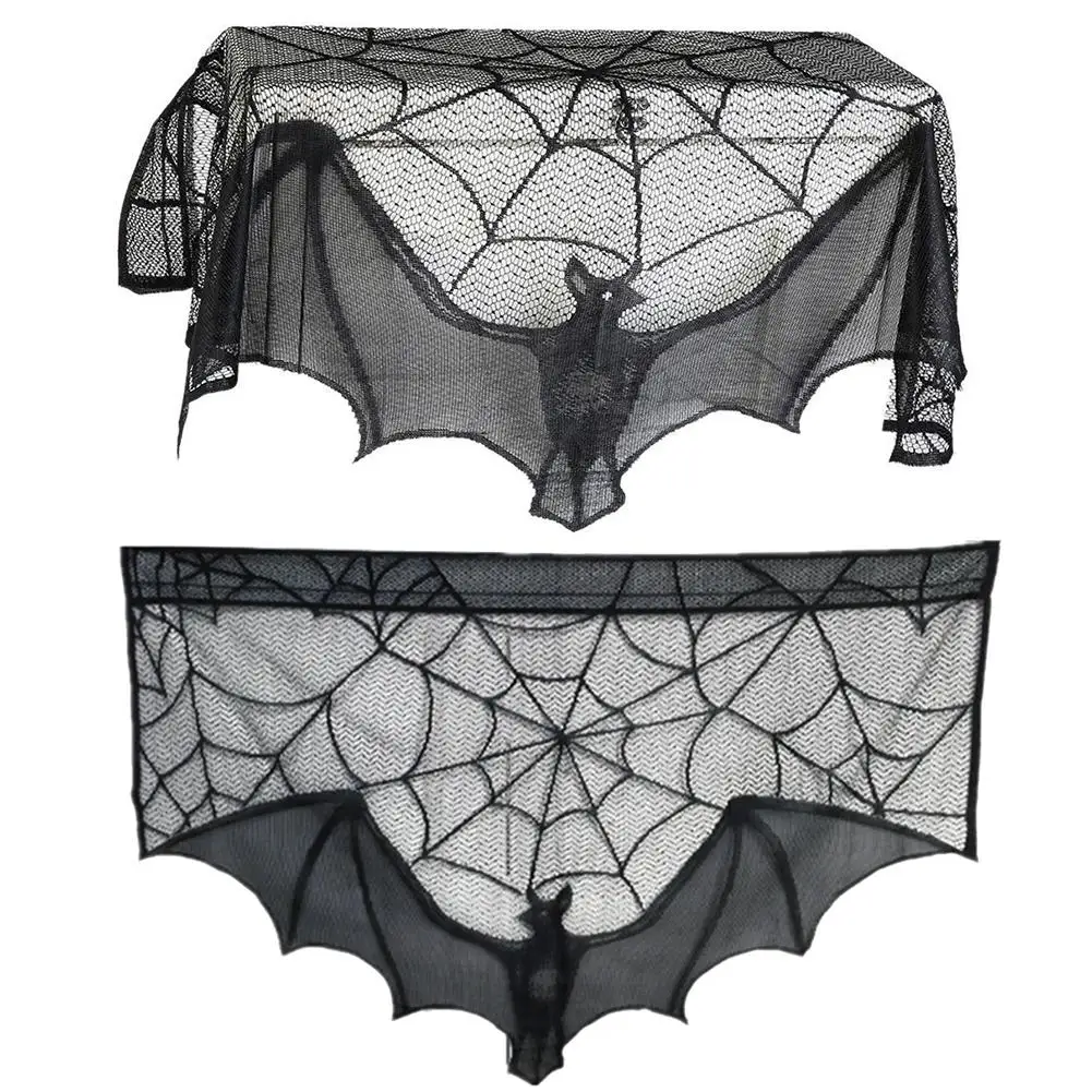 2019 Хэллоуин Паутина Летучая мышь Паук сетчатая скатерть камин МАНТИЯ вечерние