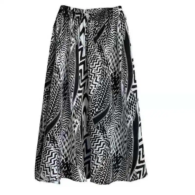 

2021 summer new large high waist A-line skirt women's summer knee long skirt small loose versatile skirt