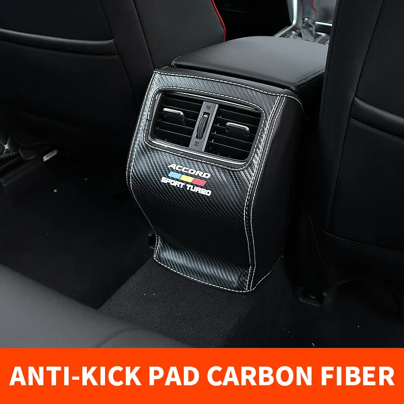 Carbon fiber 1Pcs Для 10-го Honda Accord задняя выхлопная воздушная розетка анти-удар pad центральный подлокотник коробка анти-игра анти-грязный коврик защита - Название цвета: Carbon fiber 1Pcs