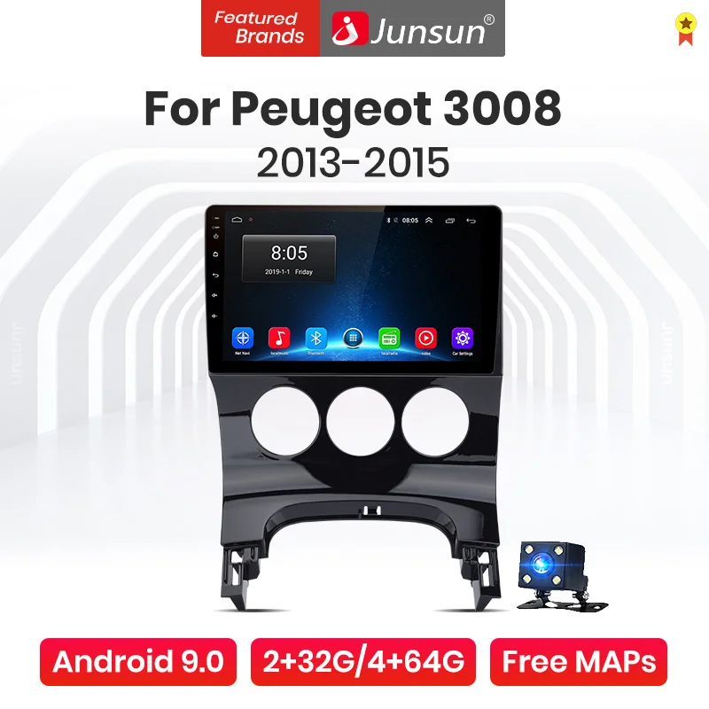 Мультимедийная магнитола Junsun V1 Pro для Peugeot мультимедийный проигрыватель на Android 9 0