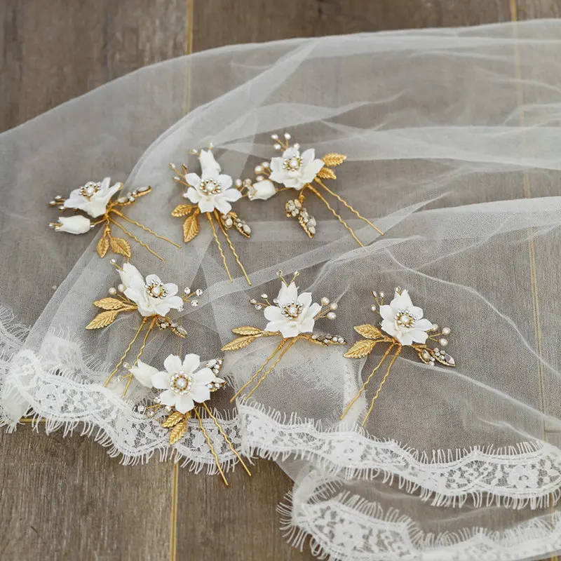 Красивая заколка для волос с белыми цветами свадебные заколки со стразами