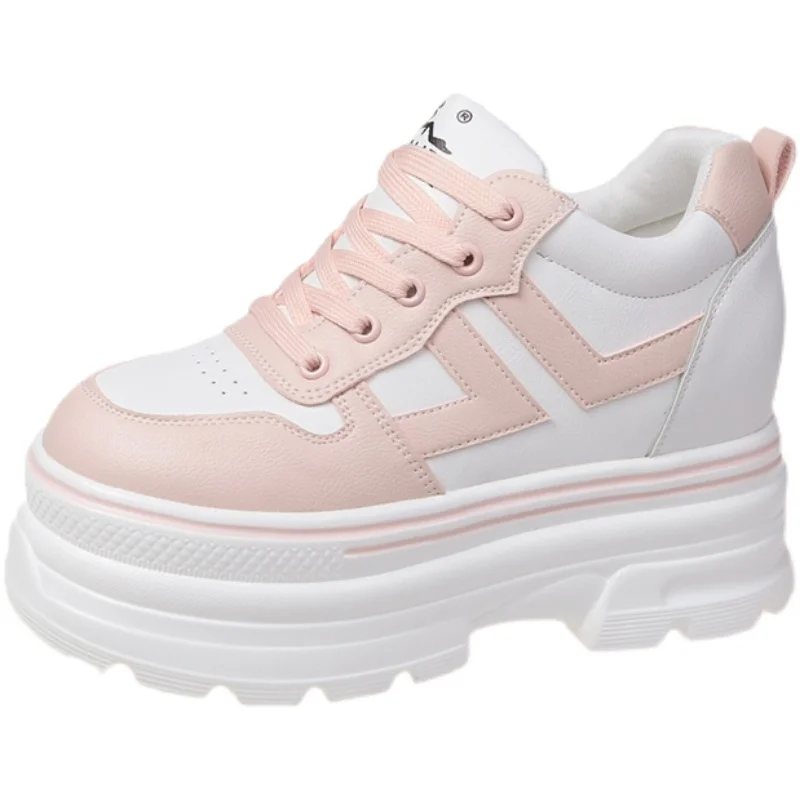 

OIMG spring Sneakers Women Thick Bottom Daddy Shoe Thick Bottom Round Toe Breathing Leisure Female Vulcanize Shoes