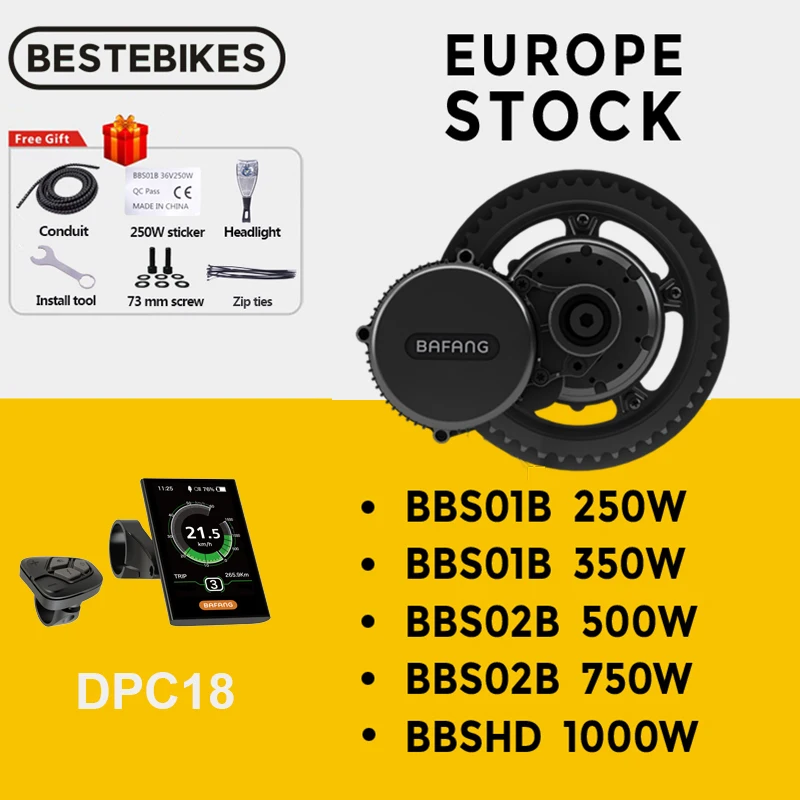 Bafang двигатель Mid Drive BBS01B 36V 250W BBS02B 48V 750W 500W BBSHD 1000W комплект для переоборудования