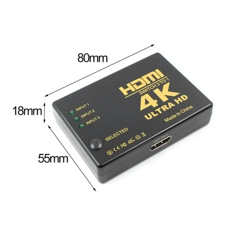 

HOT SALE 1080P 4K*2K Video Switch Switcher HDMI-compatible Splitter 3 Input 1 Output Port Hub For DVD/HDTV/Xbox/PS3/PS4