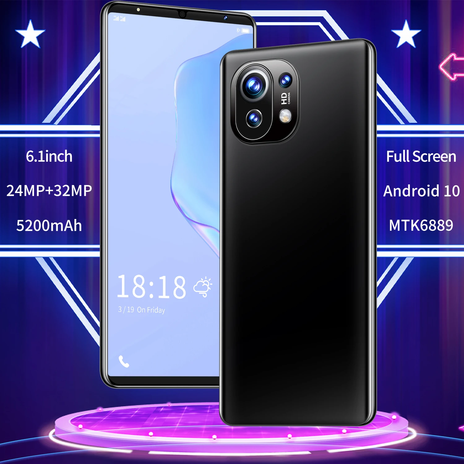 

M11 2021 Hot Sale 6.1 Inch 1440*3200 4800MAH 10Core 24+32MP Smartphone 6+128GB Dual SIM+Micro MTK6889 24+32MP 4800MAH Android10