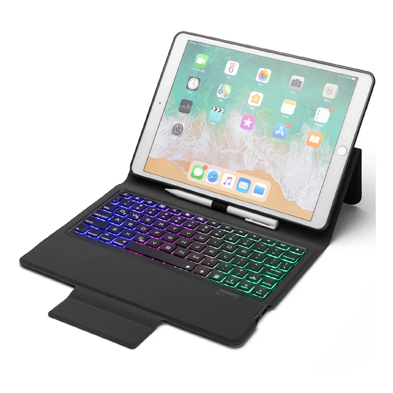 7 цветов задняя подсветка Беспроводная Bluetooth клавиатура чехол для ipad 10,2 Авто Режим сна/Пробуждение защитный чехол для ipad 10,2