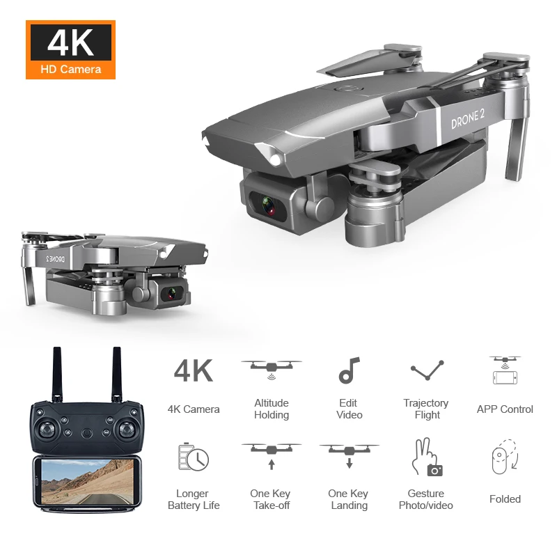 4K Drone Камера HD высоты RC вертолет Follow Me (следуй за мной) E68 Wi-Fi Дроны с видом от