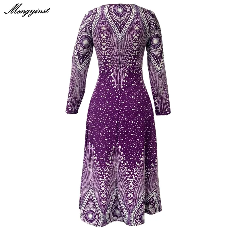

Autumn Summer Dress Women 2021 Casual Plus Size Slim Maxi Dresses Elegant Vintage Sexy Print Patchwork Long Party Dresses 5XL