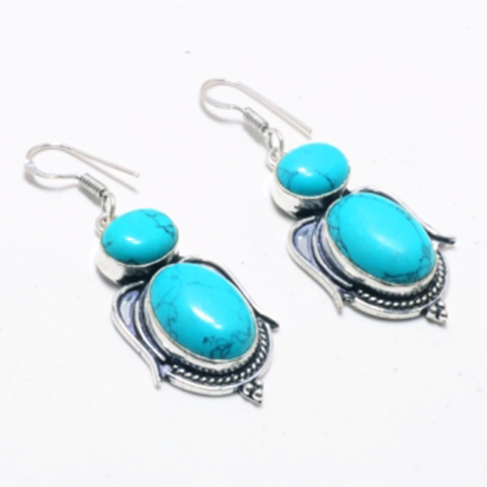 

Genuine Turquoise Silver Overlay on Copper Earrings , Hand made Women Jewelry Gift, E5146