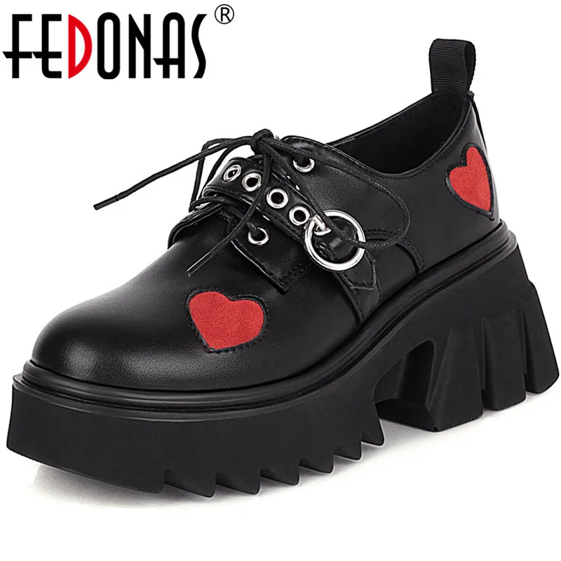

Женские туфли-лодочки на массивном каблуке FEDONAS, весенние туфли на платформе с перекрестной шнуровкой и круглым носком