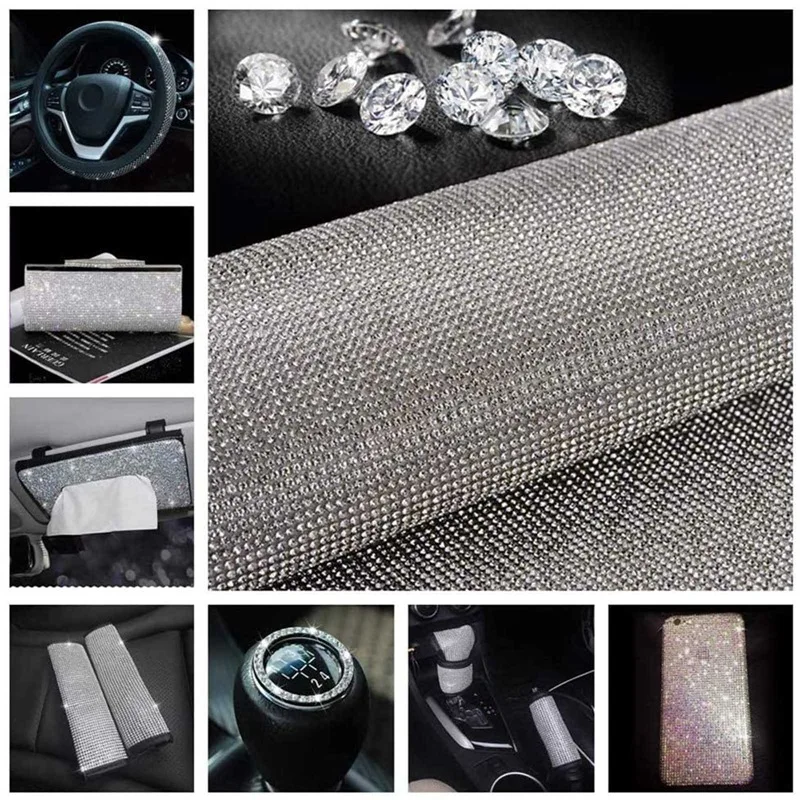 

M C 20*24CM DIY Bling Rhinestone Crystal Sticker Decal Car Tablet Decoration Self Adhesive Glitter Crystal Gem Stickers