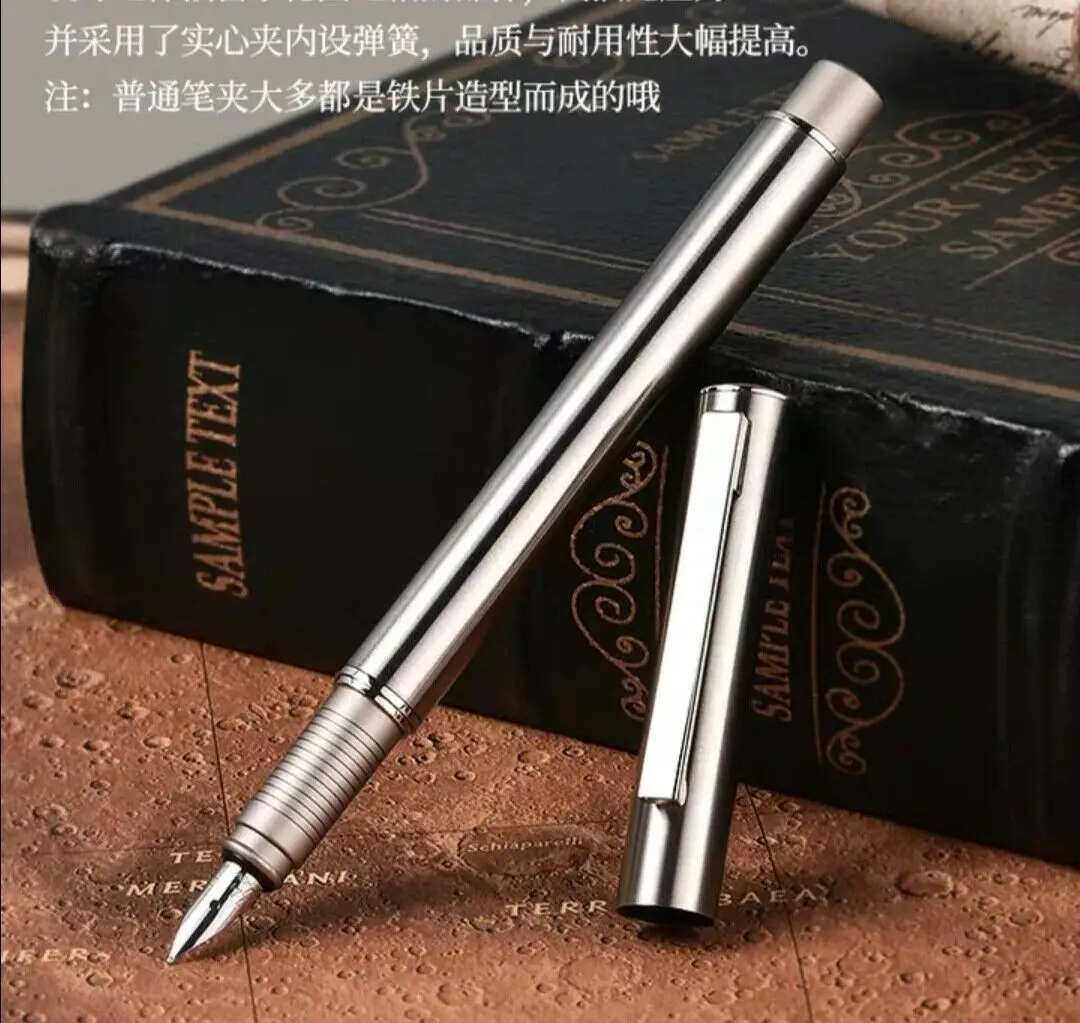 

HD Metal Stainless Steel Fountain Pen Ink Pen With F Nib(About 0.4mm) Converter Pen Office school supplies writing Gift
