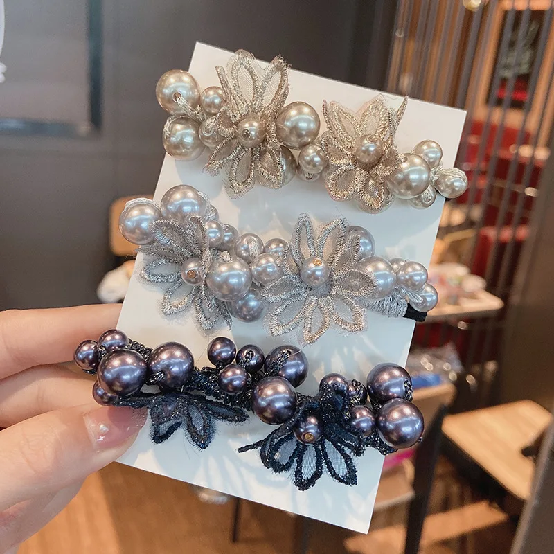 

Резинка для волос женская, с жемчужинами и цветами