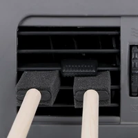 auto detailing soft sponge wood handle 5pcsset car air conditioner vent brush car grille cleaner blinds duster brush