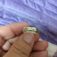 sl015 nepal jewelry 925 sterling silver mantras ring ethnic tibetan six words om ma padme hum amulet spin lucky prayer rings