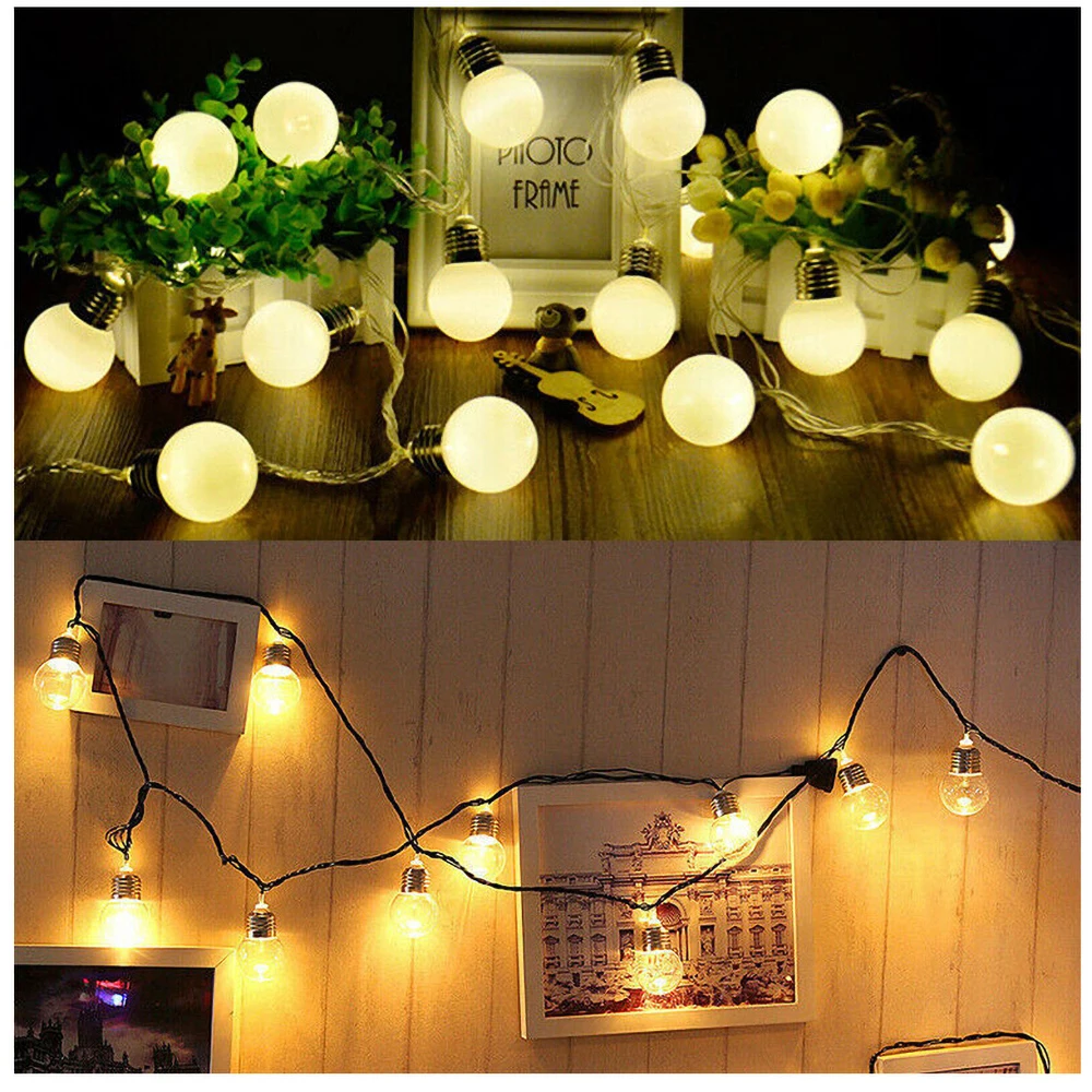 

LED Fairy Light String Christmas Wreath Street Wedding Light Bulb String Lights Outdoor Party Holiday Garden Terrace Deck Fence