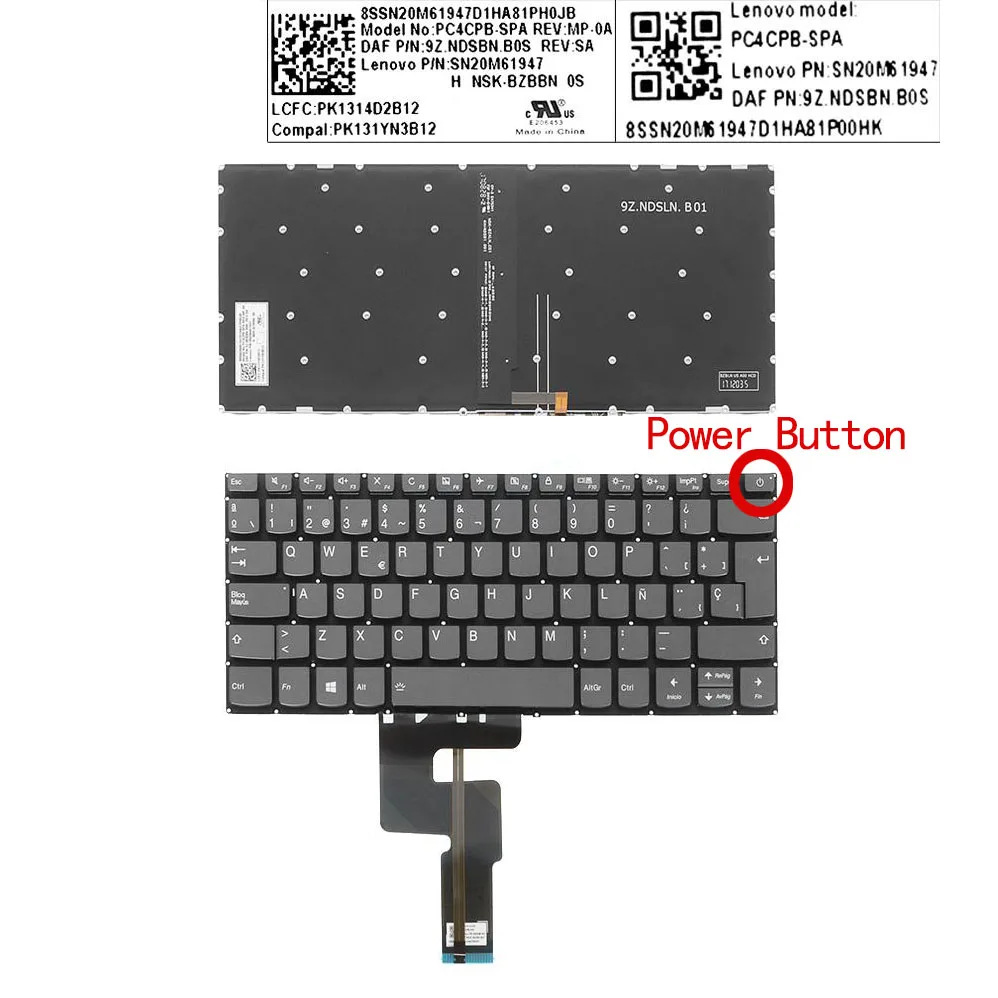SP Spanish New Replacement Keyboard for Lenovo Ideapad 330-14AST 320-14isk 320H-14isk 320L-14isk 320R-14isk Laptop with Backlit