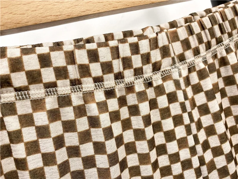 

Women Checkerboard Print Pants Lady High Waist Straight Slacks Casual Plaid Trousers Fashion 2021 New