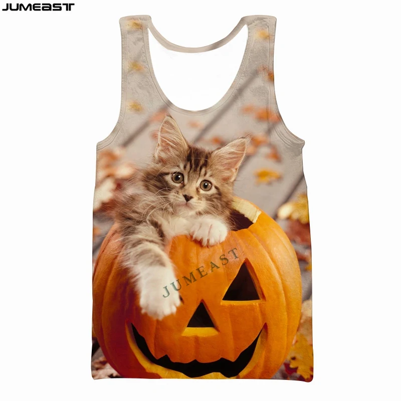 

Jumeast Brand Men/Women 3D Printed Vest Cartoon Animal Cat In Nature Short Sleeve Sport Pullover Summer Tank Tops Tees