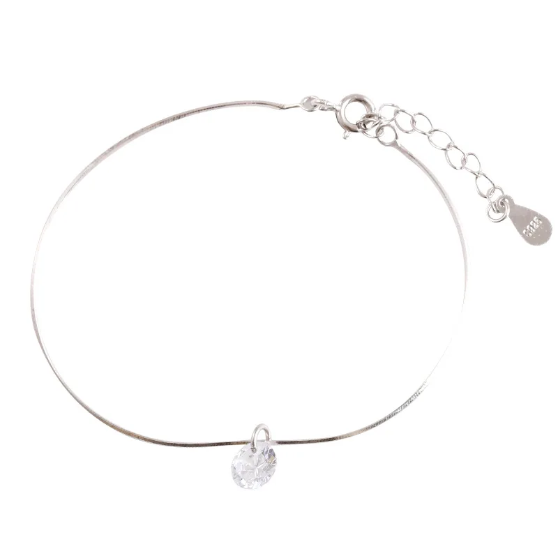 

Silver Plated Shiny Zircon Bracelet & Bangle Adjustable Snake Chain Bracelet Women's Boutique Wedding Jewelry Gifts