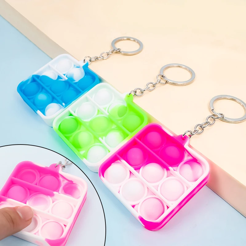 

Mini Push Bubble Sensory Toy Key Chain Autism Needs Squishy Stress Reliever Fidget It Toys Child Anti-stress Push It Bubble