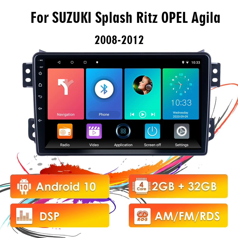 

Eastereggs For SUZUKI Splash Ritz OPEL Agila 2008-2012 2 din Android 10 RDS DSP Car Radio GPS Navigation Multimedia Player