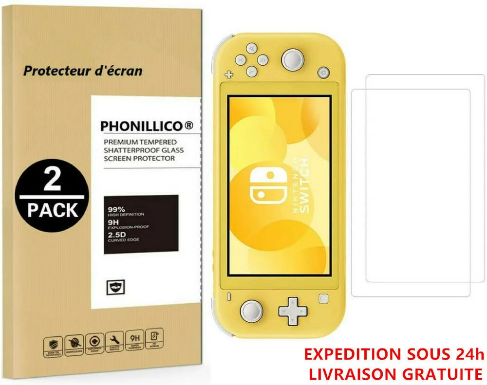 

For Pack-2 Protection Ecran Pour Nintendo Switch Lite Verre Tremp Vitre