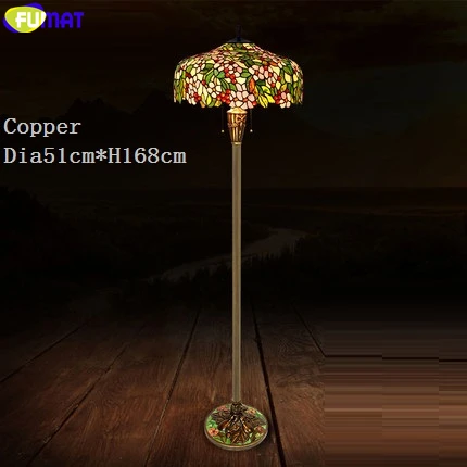 Copper Apple Flower Торшер FUMAT Tiffany, 20 дюймов, Витраж, яблоко, роза, виноград, цветок, рисунок, медная рамка, светильник, домашний декор, мозаика - Цвет абажура: Copper Apple Flower