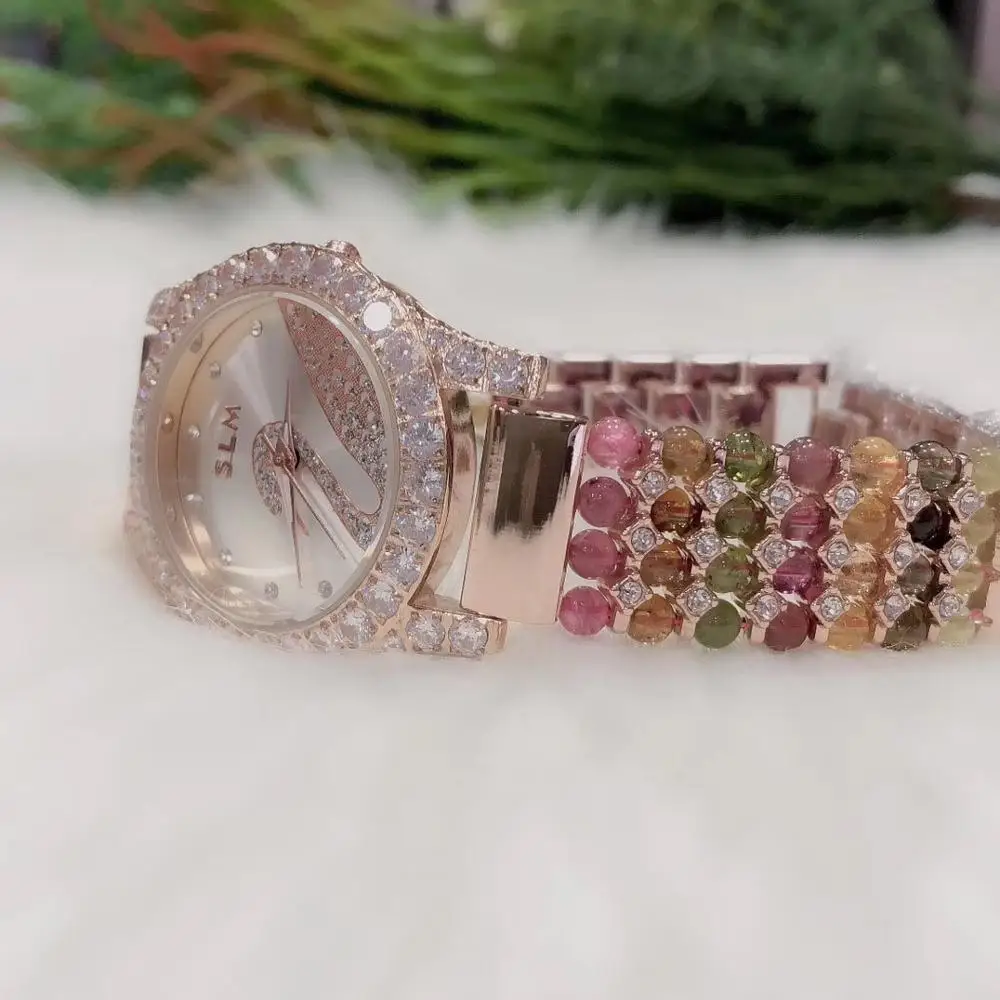 Браслет из натурального турмалина ювелирные изделия сделай сам для женщин