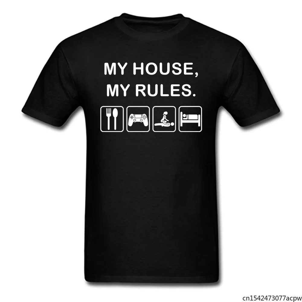 

Забавная Мужская футболка My House My Rules