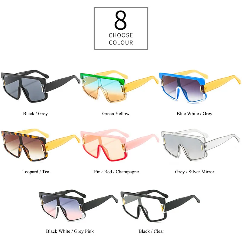 

Rivets Oversize Women Contrast Color Personality One-Piece Square Sunglasses Trendy Big Frame Glasses UV400