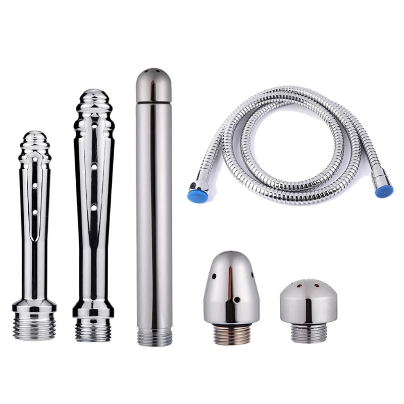 

Straight Elbow 3-head Enema Cleaning Flusher Long Tube Aluminum Alloy Insert Washing Personal Cleaning Tools Bidet