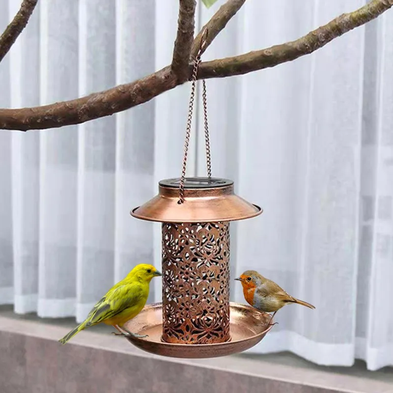 

Hanging Solar Outdoor Hanging Bird Feeder Of Outdoor Solar Bird House With Hook Solar Retro Carved hollow Garden Decoration Lamp